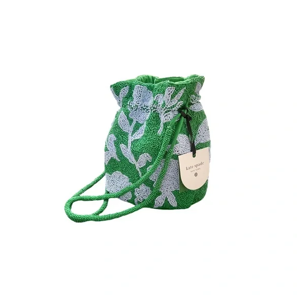 NWT Kate Spade Beaded Classic Rose Drawstring Bucket Bag - Picture 5 of 8